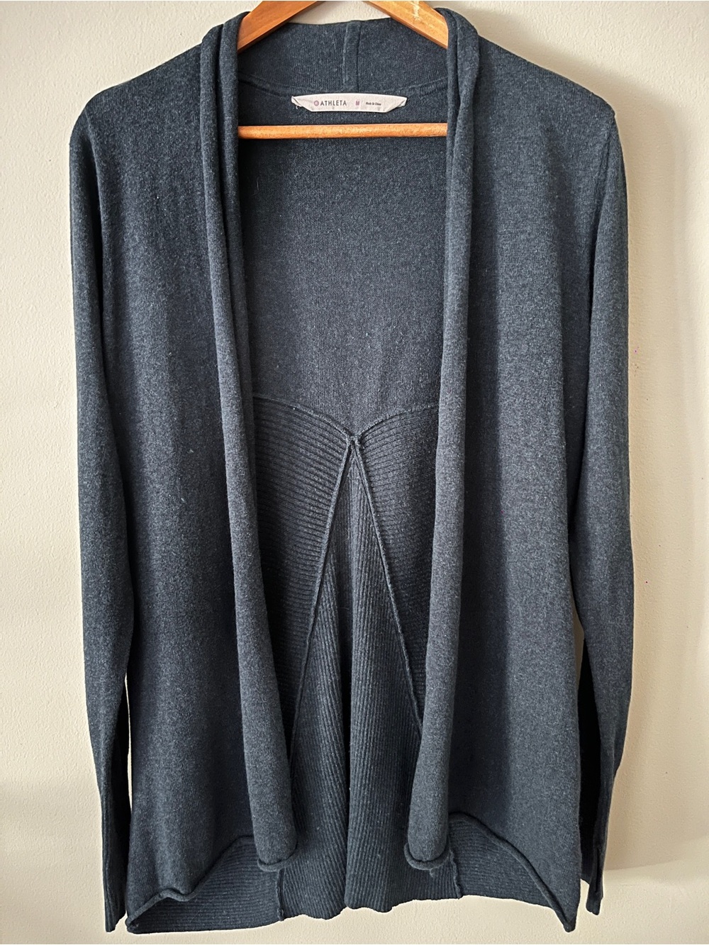 Athleta Charcoal Open-Front Rib-Detail Cardigan